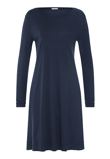 Front cutout view of HA deep navy cotton L/SLV Nightdress 100cm
