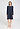 Front view of a women model wearing HA deep navy cotton L/SLV Nightdress 100cm