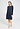 Full-body view of a women model wearing HA deep navy cotton L/SLV Nightdress 100cm