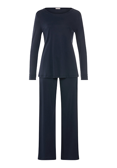 Front cutout view of HA deep navy cotton L/SLV Pajama