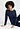 Full-body view of a women model wearing HA deep navy cotton L/SLV Pajama