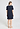 Back view of a women model wearing HA deep navy cotton S/SLV Nightdress 95cm