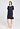 Full-body view of a women model wearing HA deep navy cotton S/SLV Nightdress 95cm