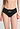 Front view of a women model wearing HA black cotton Midi Briefs