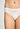Close-up view of a women model wearing HA off white cotton Midi Briefs