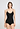 Front view of a women model wearing HA black cotton Spaghetti Top