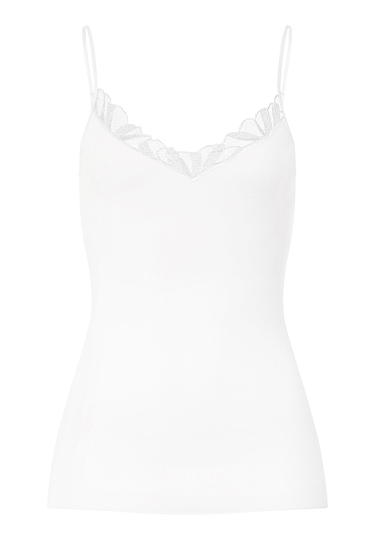 Front cutout view of HA off white cotton Spaghetti Top