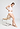 Full-body view of a women model wearing HA off white cotton Tank Top