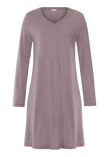 Front cutout view of HA stormy rose modal/viscose/tencel L/SLV Nightdress 95cm