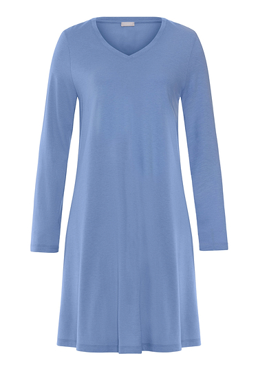 Front cutout view of HA bluebird modal/viscose/tencel L/SLV Nightdress 95cm