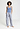 Full-body view of a women model wearing HA lilian stripes cotton Long Pants