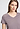 Close-up view of a women model wearing HA stormy rose modal/viscose/tencel S/SLV Shirt