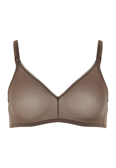 Front cutout view of HA natural teak microfibre Soft Cup Bra