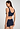 Back view of a women model wearing HA deep navy microfibre Crop Top