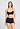 Front view of a women model wearing HA deep navy microfibre Crop Top