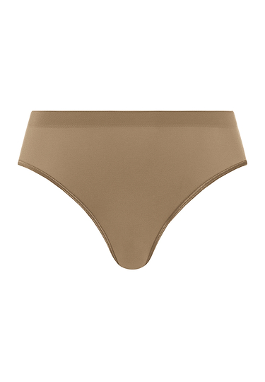 Front cutout view of HA suede camel microfibre Midi Briefs