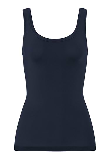 Front cutout view of HA deep navy microfibre Tank Top