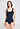 Front view of a women model wearing HA deep navy microfibre Tank Top