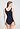 Back view of a women model wearing HA deep navy microfibre Tank Top