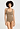 Front view of a women model wearing HA suede camel microfibre Tank Top