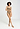 Full-body view of a women model wearing HA suede camel microfibre Tank Top