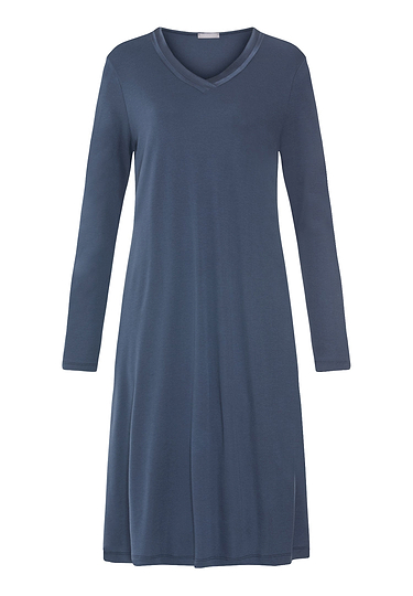 Front cutout view of HA vintage indigo cotton L/SLV Nightdress 110cm
