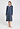 Front view of a women model wearing HA vintage indigo cotton L/SLV Nightdress 110cm