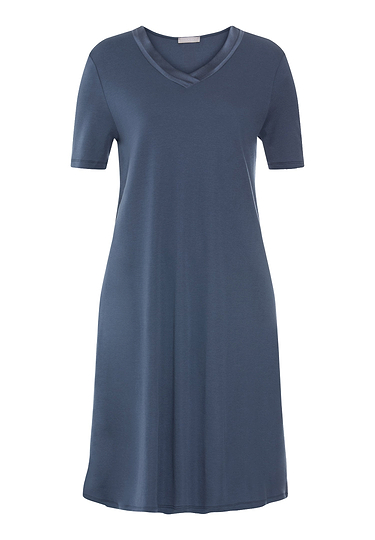 Front cutout view of HA vintage indigo cotton S/SLV Nightdress 100cm