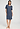Front view of a women model wearing HA vintage indigo cotton S/SLV Nightdress 100cm