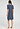 Back view of a women model wearing HA vintage indigo cotton S/SLV Nightdress 100cm