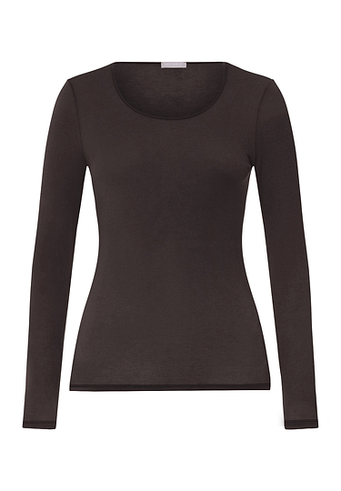 Front cutout view of HA dark mocha modal/viscose/tencel L/SLV Shirt