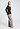 Full-body view of a women model wearing HA dark mocha modal/viscose/tencel L/SLV Shirt