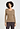 Front view of a women model wearing HA suede camel modal/viscose/tencel L/SLV Shirt