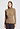 Front view of a women model wearing HA suede camel modal/viscose/tencel Turtle-Neck Shirt