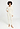Full-body view of a women model wearing HA misty white wool L/SLV Shirt