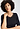 Close-up view of a women model wearing HA black wool S/SLV Shirt