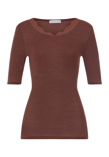 Front cutout view of HA cinnamon wool S/SLV Shirt