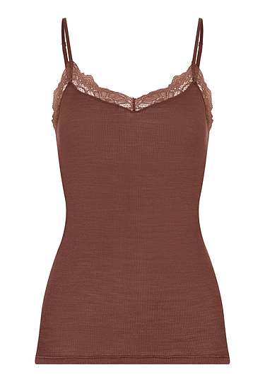 Front cutout view of HA cinnamon wool Spaghetti Top