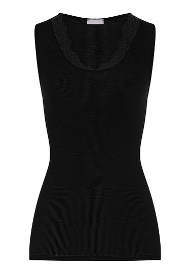 Front cutout view of HA black wool Tank Top