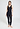 Full-body view of a women model wearing HA black wool Tank Top