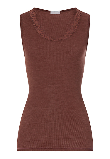 Front cutout view of HA cinnamon wool Tank Top