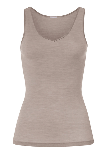 Front cutout view of HA rose grey wool Tank Top