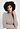 Close-up view of a women model wearing HA rose grey wool Turtle-Neck Shirt