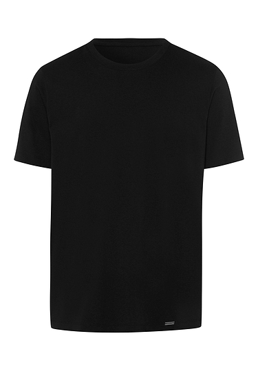 Front cutout view of Hanro black cotton S/SLV Shirt