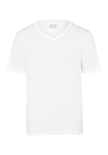 Front cutout view of Hanro white cotton S/SLV Shirt V-Neck