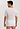 Back view of a men model wearing HA white cotton S/SLV Shirt