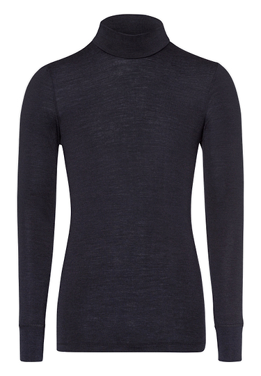 Front cutout view of HA anthracite wool Turtle-Neck Shirt