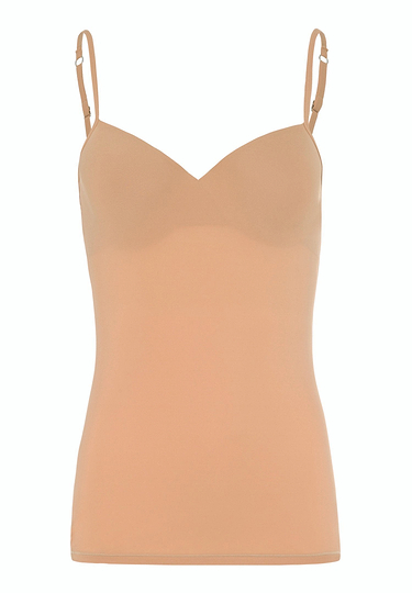 Front cutout view of HA nude microfibre Padded Bra-Camisole