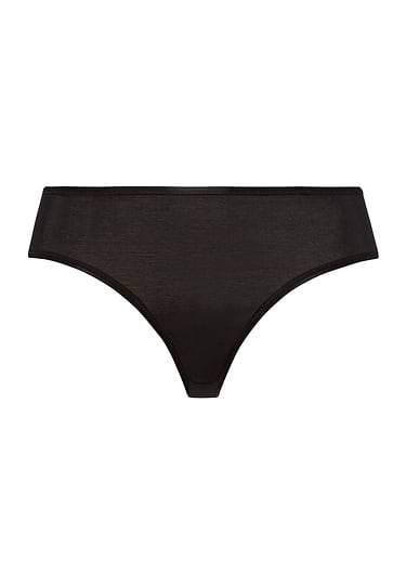 Front cutout view of Hanro black cotton Midi Briefs