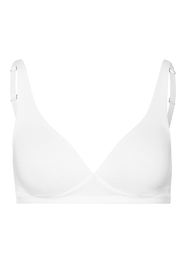 Front cutout view of Hanro white cotton Soft Cup Bra